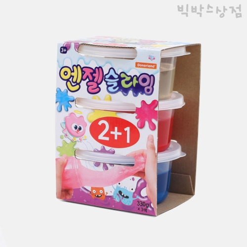 도너랜드 엔젤슬라임 2+1 대용량 촉감놀이 DIY키트 단체선물 유치원 어린이집 집콕놀이