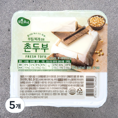 맑은식품 맑은물에 촌두부 550g (5개)_이미지