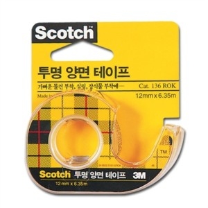 3M 스카치 투명 양면테이프 136 12mm x 6.35m (8개)