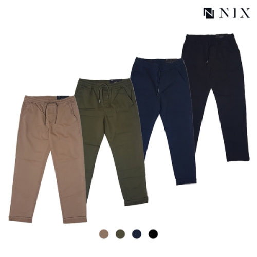 닉스 남 타소재 워싱 풀밴딩 크롭 테이퍼드치노 팬츠 FNPRDYI110P