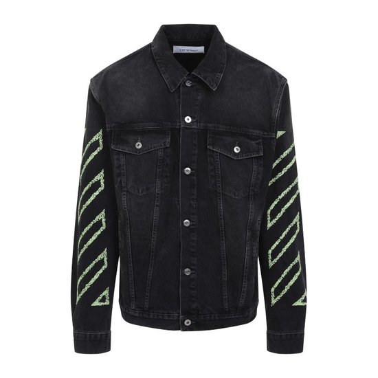 오프화이트 버튼 프론트 체스트 포켓 데님 재킷 OMYE09BS25DEN0_이미지