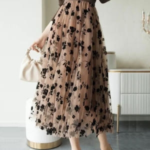 새로본 7봄여름341-1628S K롱스커트빅사이즈여성 쉬폰 망사여자미시 여름A라인_이미지