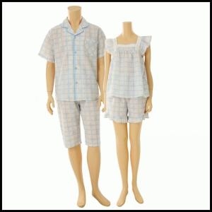 신영와코루 솔브 정상 커플추천 몸에 달라붙지않는 면 리플원단 강아지 체크 남성 여성 잠옷 SPA2402WM_S