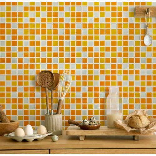 유니디자인 유리 모자이크타일 5mm 믹스 18 오렌지 (1장, 30cm x 30cm)_이미지