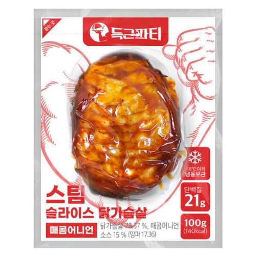 득근파티 스팀 슬라이스 닭가슴살 매콤어니언 100g
