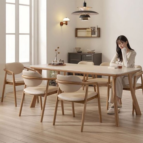 하모니 포세린 세라믹 원목 식탁 2000