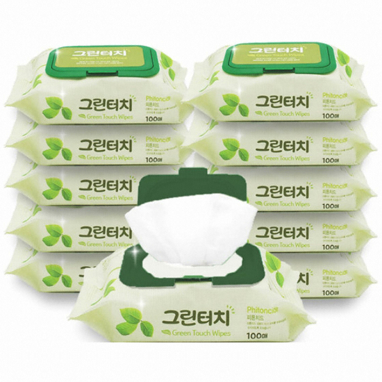 장원 ㅤ그린터치 물티슈 캡형 100매 (8팩)_이미지