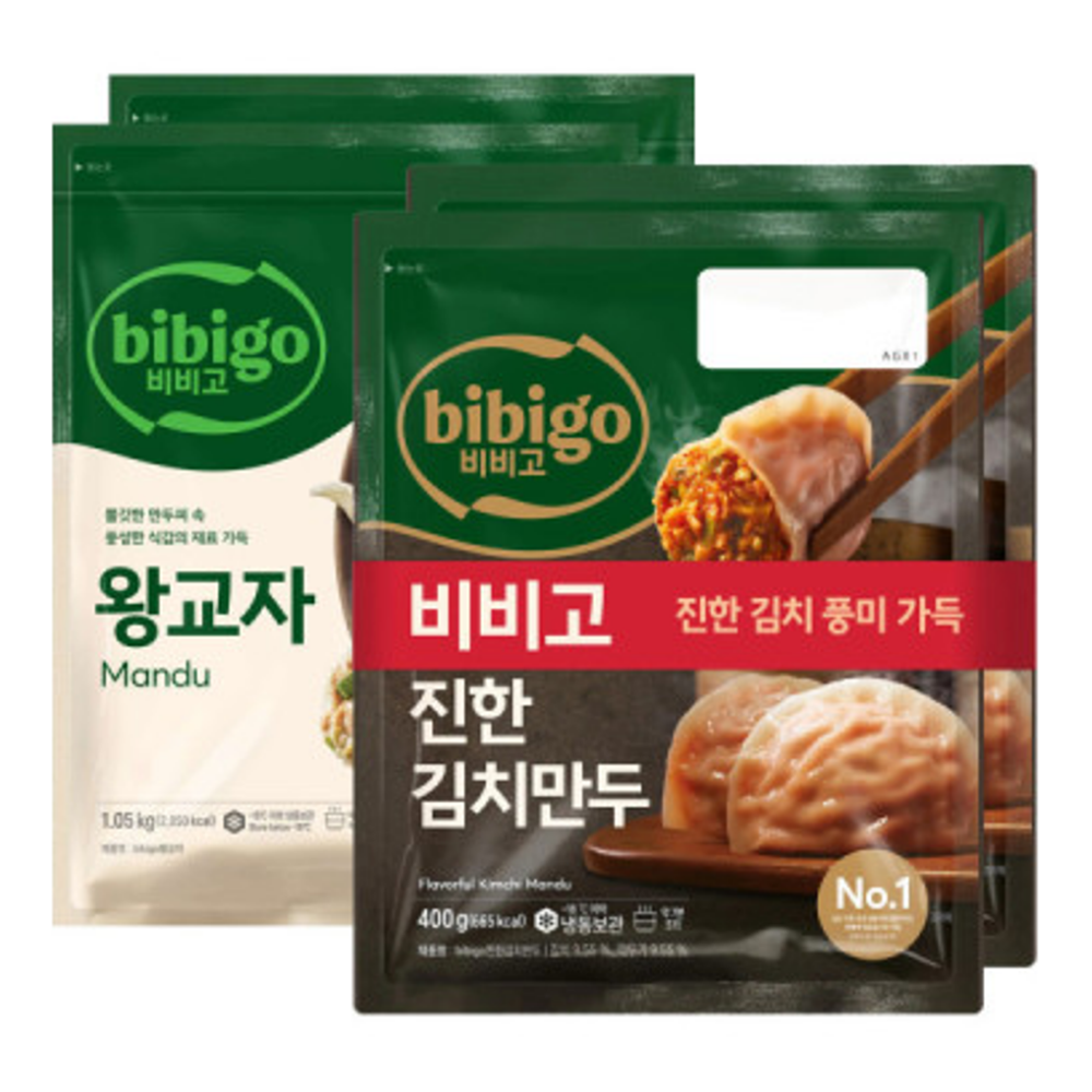 CJ제일제당 비비고 왕교자 1.05kg x 2 + 진한 김치만두 400g x 2