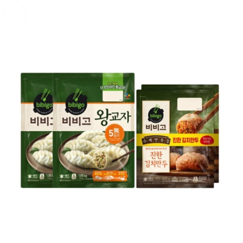 CJ제일제당 비비고 왕교자 1.05kg x 2 + 진한 김치만두 400g x 2