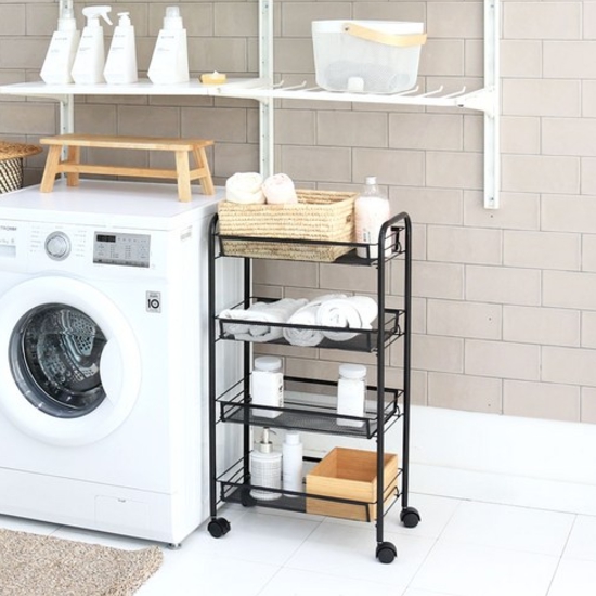 팬물산  이동식 메쉬선반 4단 트롤리