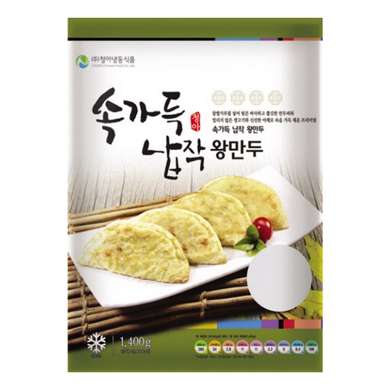 청아냉동식품 속가득 납작 왕만두 1.4kg (1개)_이미지