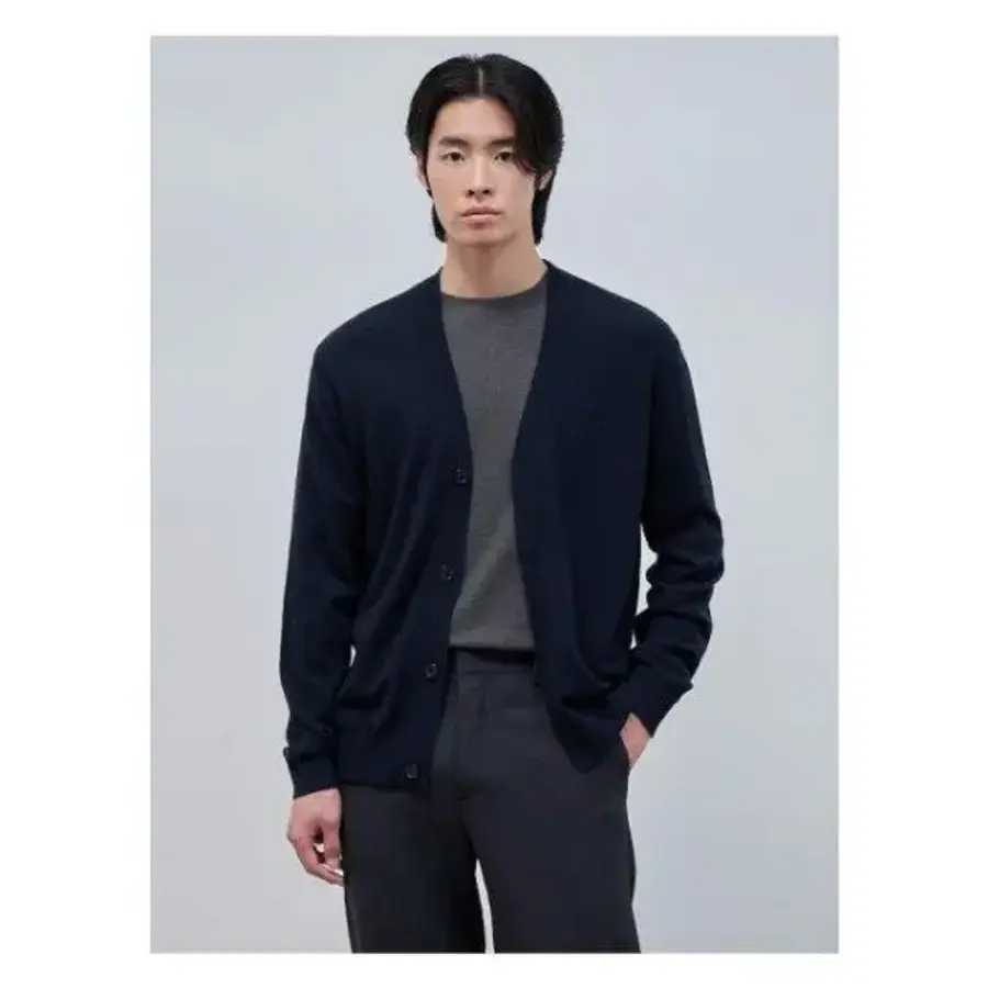 빈폴 멘 Essential 울 캐시미어 혼방 카디건 네이비 BC485AE02R 3134017_이미지