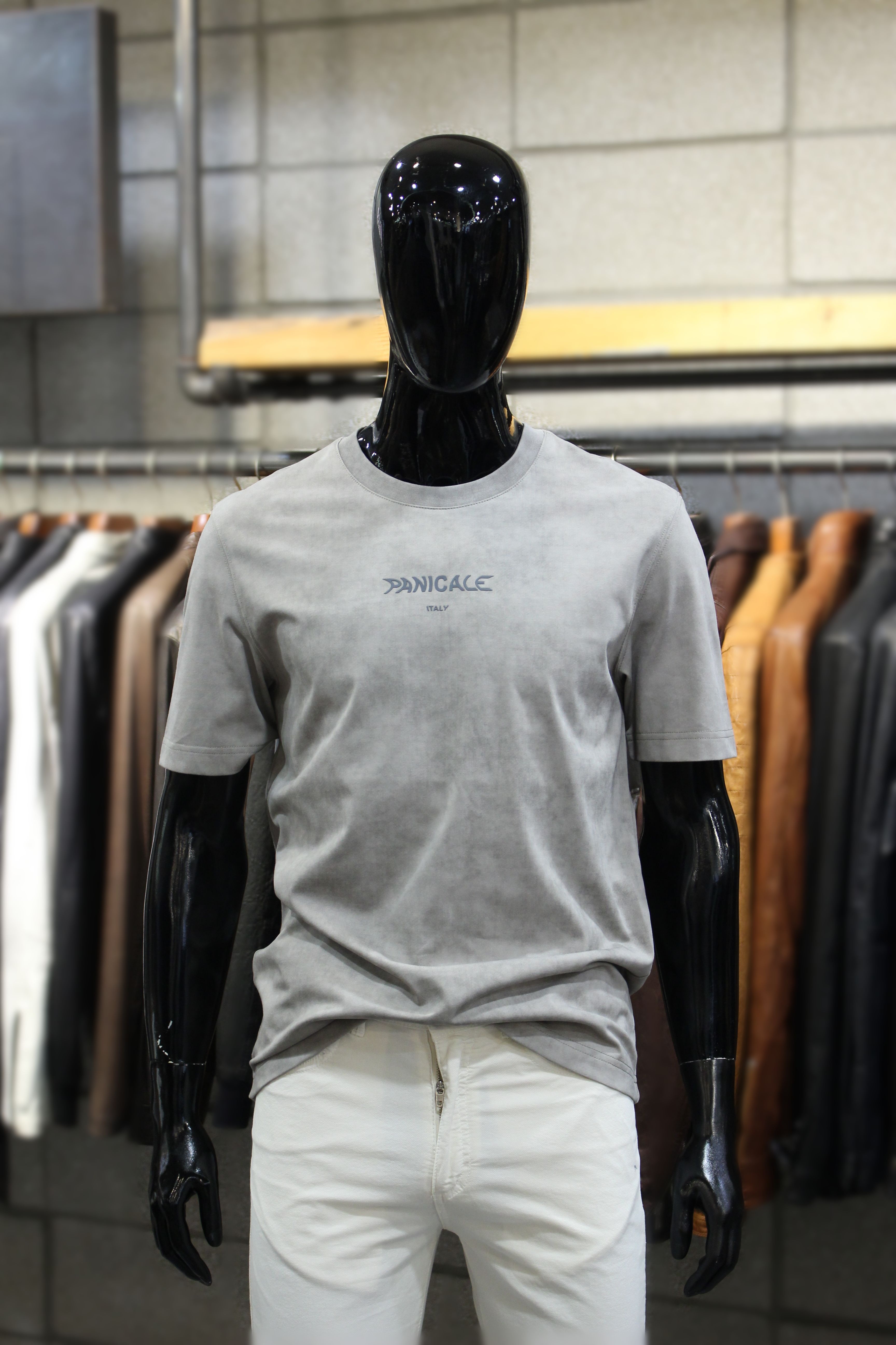 빠니깔레 데일리캐주얼 빈티지로고반팔티 m-gtee06gr_이미지