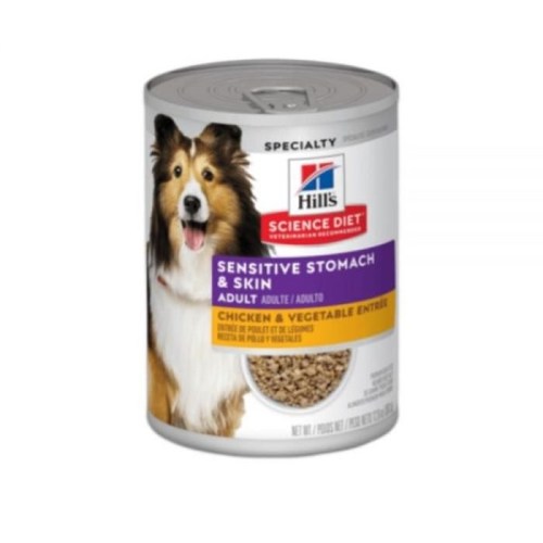 힐스 사이언스 다이어트 독 어덜트 센시티브 스토막&스킨 치킨&야채 앙트레 캔 363g (12개)_이미지