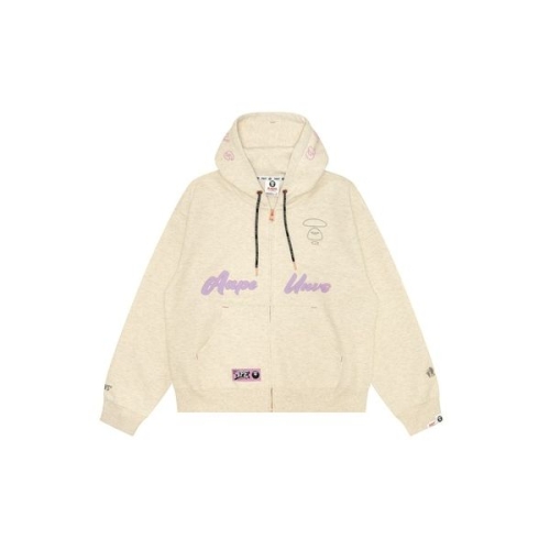 베이프 후드 집업 후드티 AAPE BASIC ZIP UP HOODIE 아이보리 ape136605