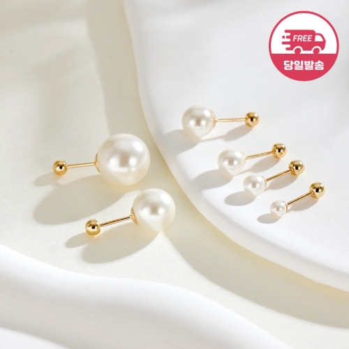 비앤비골드 14K 심플 베이직 진주 피어싱 한쪽 JAE40453
