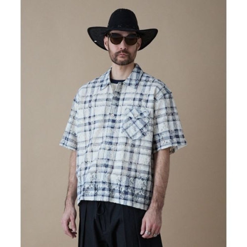 펜필드 플레이드 썸머 크로쉐 하프셔츠 아이보리_FR2WR16U 946497_이미지