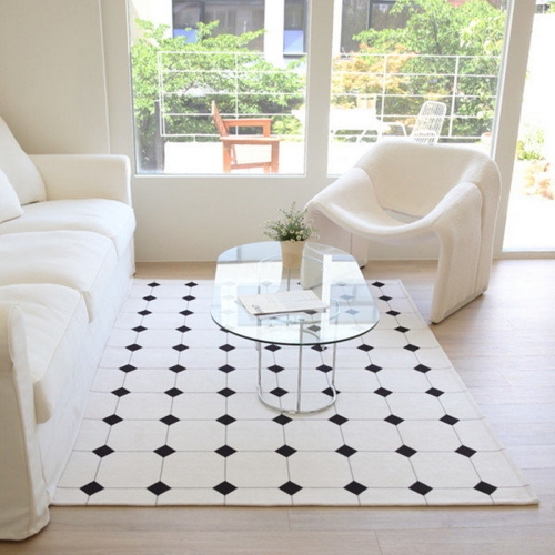 워셔블 모던 클래식 체크 단모 디자인 사계절 러그