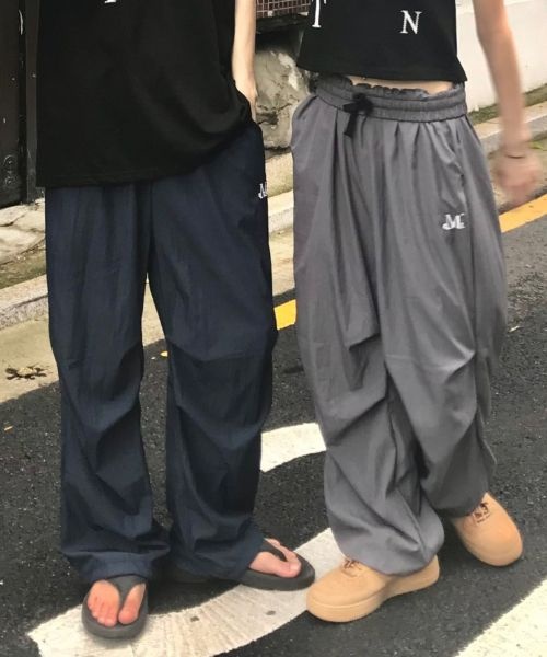 MUCENT 빌바오 폴리 나일론 파라슈트 스트링 와이드 팬츠 남녀공용 4컬러 436490