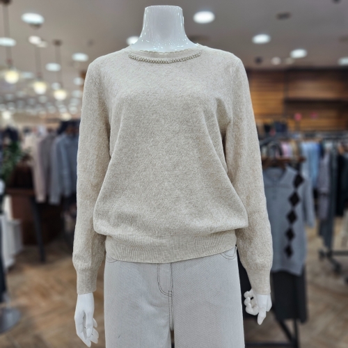 진주포인트 라운드 니트티셔츠 DRDPKR700_DG