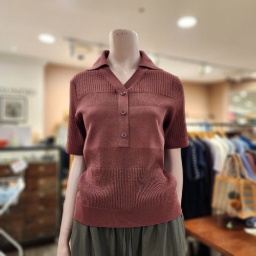 BCBG 올앤선드리 립 블록 카라 P/O 니트_ A4F7K301 55 NAVY_이미지