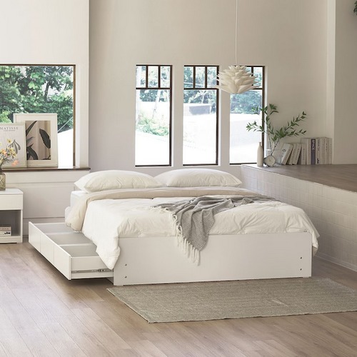 하포스침대 리노 무헤드 3단 멀티 통서랍 침대 SS (쟈가드파워본넬)_이미지