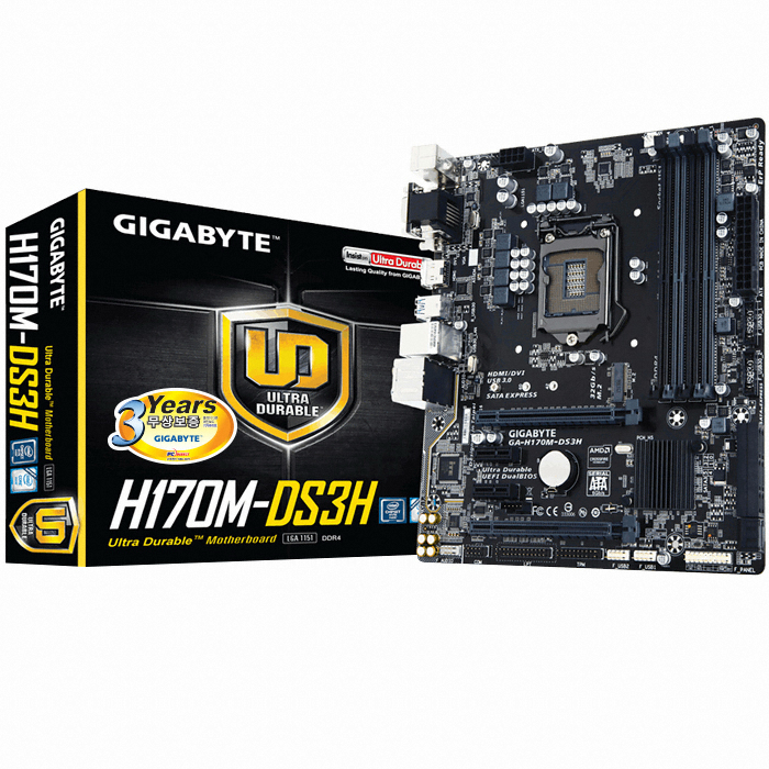 GIGABYTE GA-H170M-DS3H 듀러블에디션 + M.2 SSD 128GB 피씨디렉트