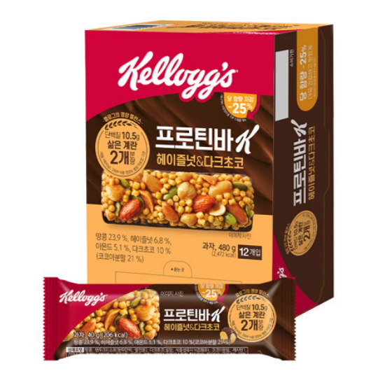 프로틴바 헤이즐넛 다크초코 12개입 480g