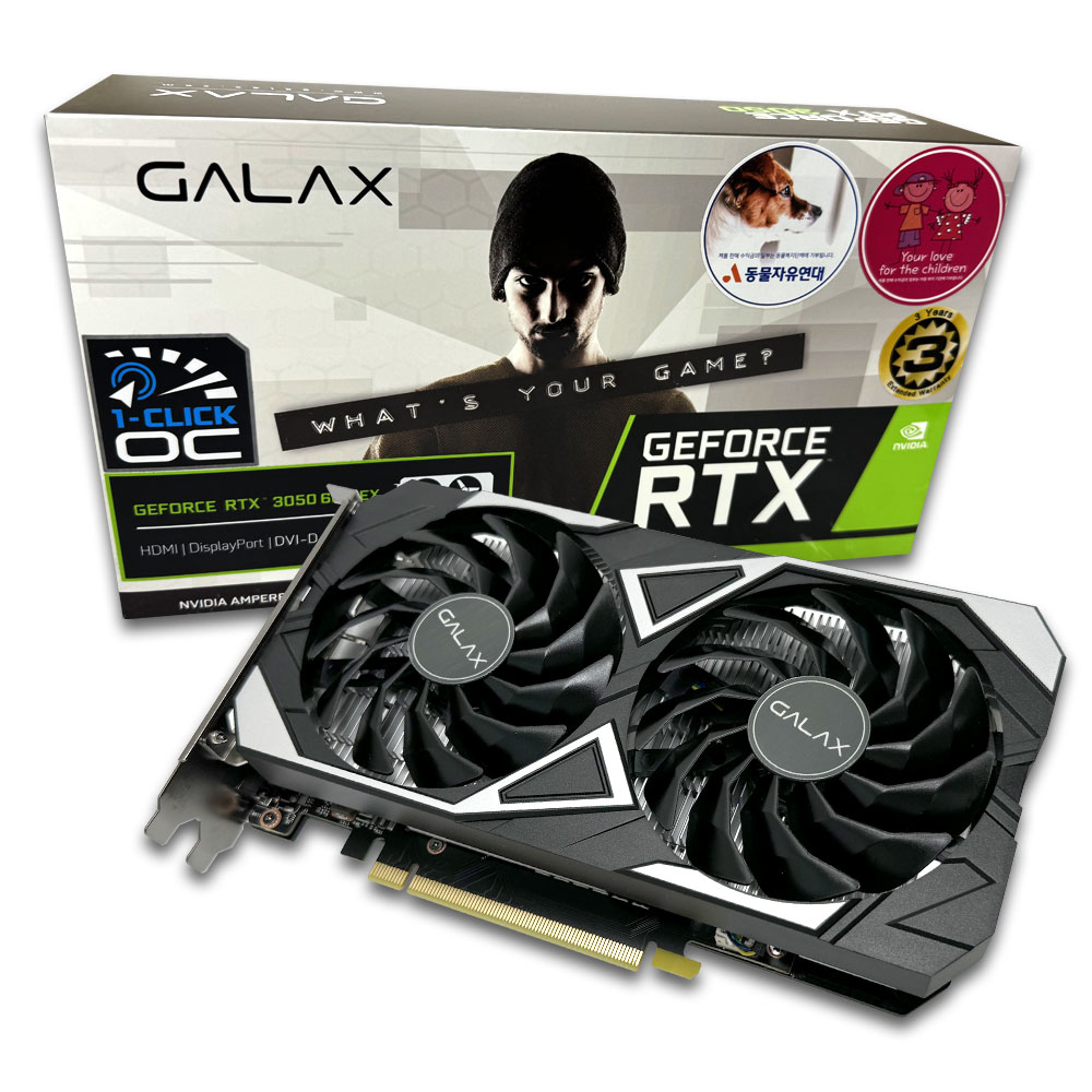 ������ GALAX ������ RTX 3050 EX BLACK D6 6GB DVI