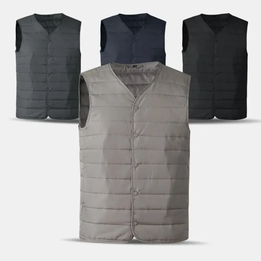 아즈바이 남자 V넥 버튼 슬림 경량 패딩 조끼 PUSV3 가을 겨울 384166Moony