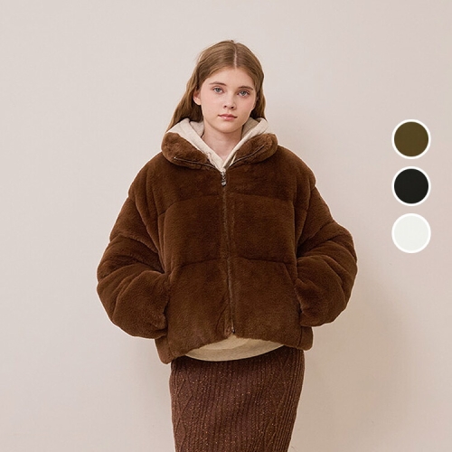 키르시 여성 인조퍼 세미 크롭 덕다운 점퍼 패딩 J54C2KDJ03