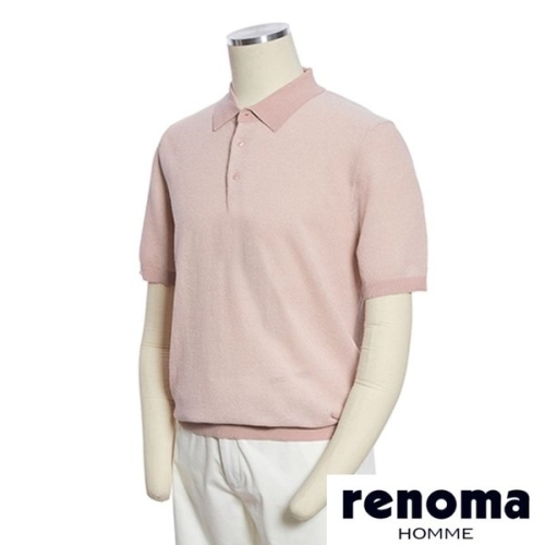  레노마 옴므 S/S 시원한 면 니트 인디핑크 카라 티셔츠 RRFMKT63A