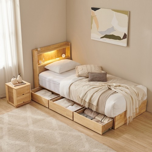 슈퍼홈 아리온 960 수납 LED침대 S (독립스프링)_이미지