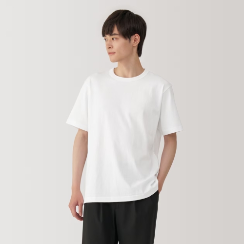 MUJI 남성 워싱 태번수 크루넥 반소매 티셔츠 AB1MFA4S_이미지