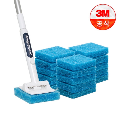 스카치브라이트 올인원 욕실청소용 크린스틱 롱핸들 (본품1개 + 리필16개)_이미지