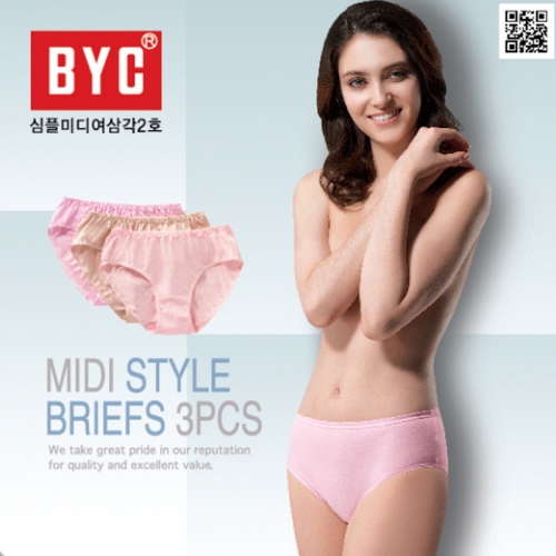 BYC 여성 심플 미디 3매입 삼각팬티 DOLL7595_이미지