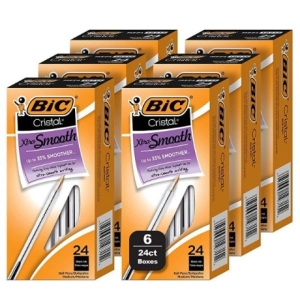 BIC 크리스탈 엑스트라 스무스 블랙 볼펜 미디엄 포인트 1mm 144개_이미지