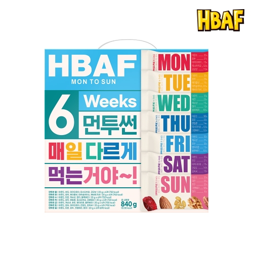  HBAF 바프 하루견과 먼투썬 6주 20g 42개입 [1개]