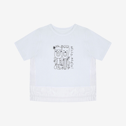 신원 베스띠벨리 스트링셔링반팔티셔츠 BKIBE9850WH