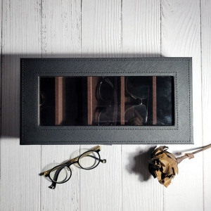 세미카 엔틱 가죽 스티치 다용도 보관함