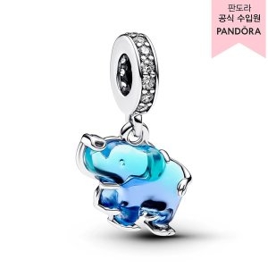 판도라 블루 무라노 글래스 엘레펀트 댕글 참_793339C01