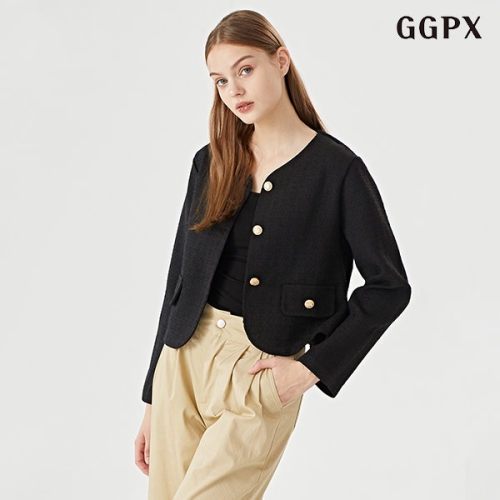  GGPX 라운드넥 심플 하객 트위드 여성 긴팔 자켓 GOCJK009D