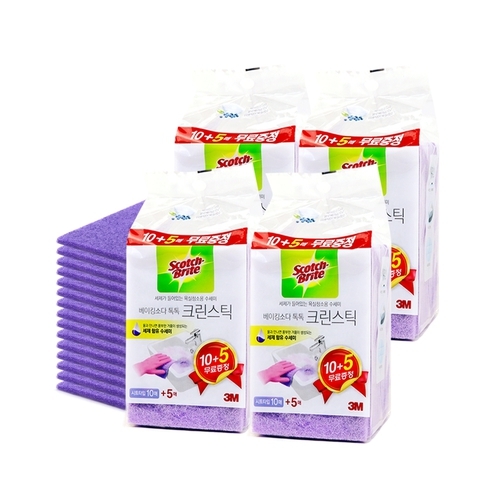 3M 스카치브라이트 베이킹소다 톡톡 크린스틱 시트타입 15매 (4개)