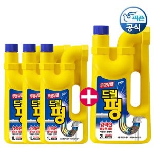 피죤 뚫어강력세정 드릴펑 1000mlx4 세정제,세면대,변기막힘,머리카락_이미지