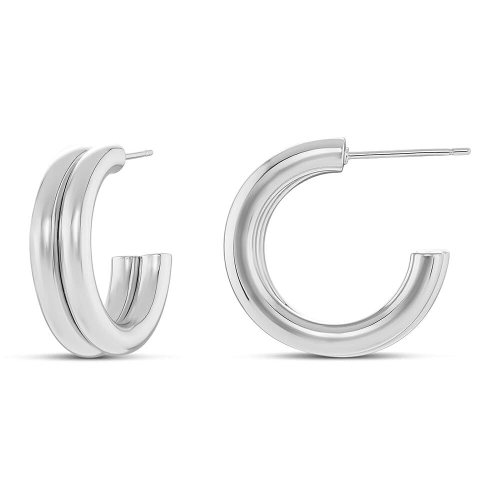 AmazON 온 Essentials 유럽풍 고품격 실버 20mm 광택 더블 로우 C 후프 307246