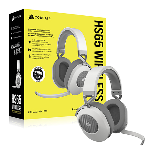 CORSAIR HS65 무선 7.1채널 게이밍 헤드셋 (화이트, 정품)_이미지