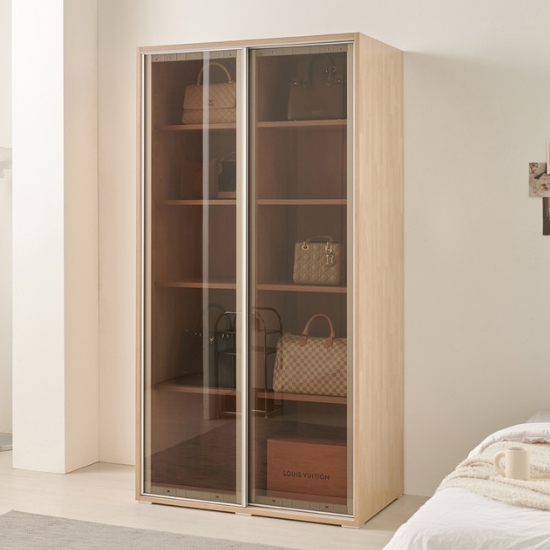 레오가구 슬라이딩원 클리어 우드 E0 옷장 1000_이미지