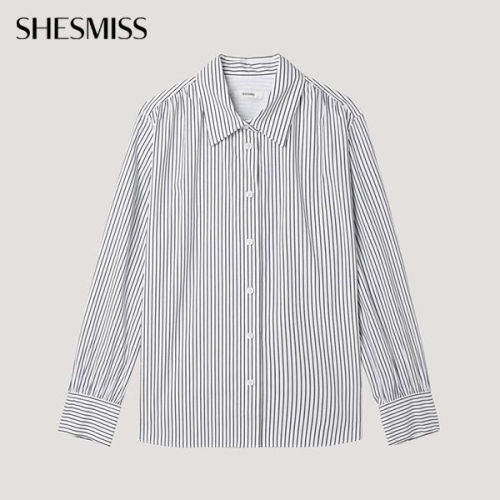 쉬즈미스 오픈 카라 스트라이프 셔츠 SWWSTP11010 아울렛 4830090 66 라이트블루_이미지