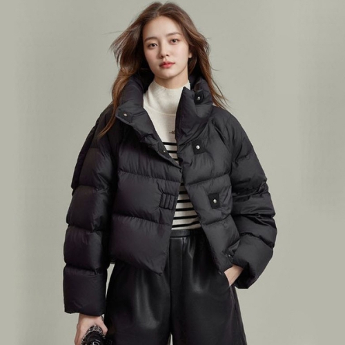 리빌모아 여자 겨울 루즈핏 하이넥 스냅 숏패딩 LDW-JUP-SSIS690-아이보리