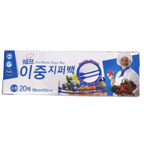 대진씨앤씨 쉐프 이중지퍼백 소형 18x20cm 20매 (1개(20매))